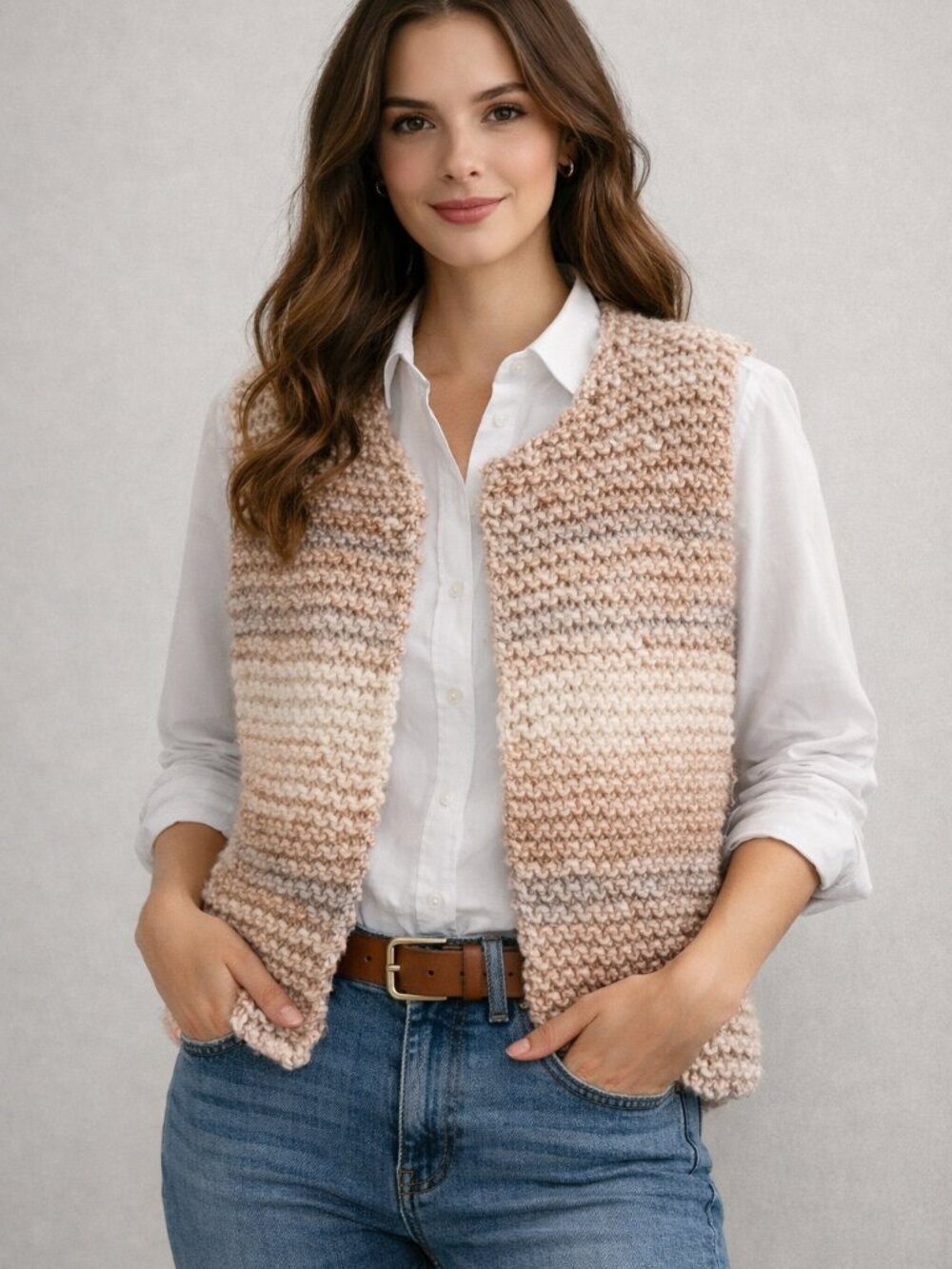 Hand knit sweater vest | neutral tan knit vest | handcrafted | homemade